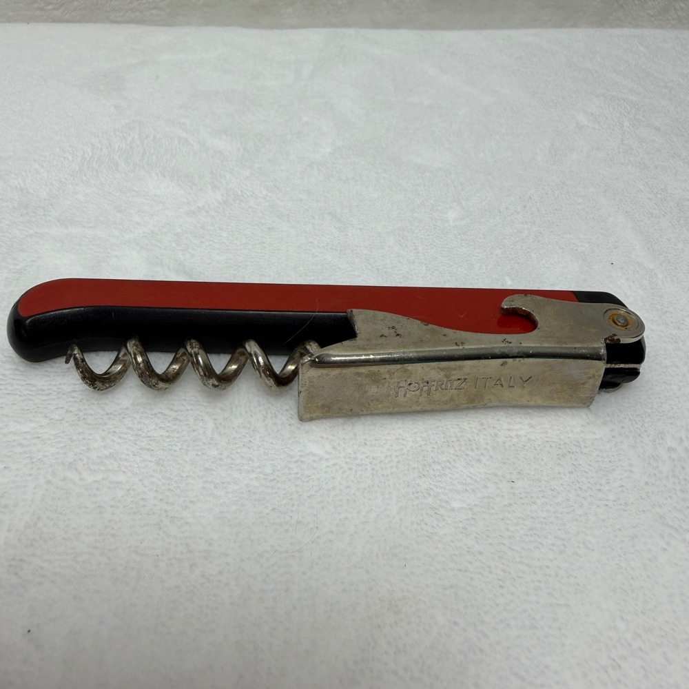 VTG Hoffritz Waiters Corkscrew Wine Bottle Opener Red Multi Tool Made in Italy